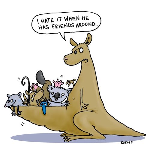 'I hate it when he has friends around'.  