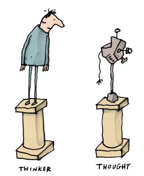 A thinker seeing his own thought.