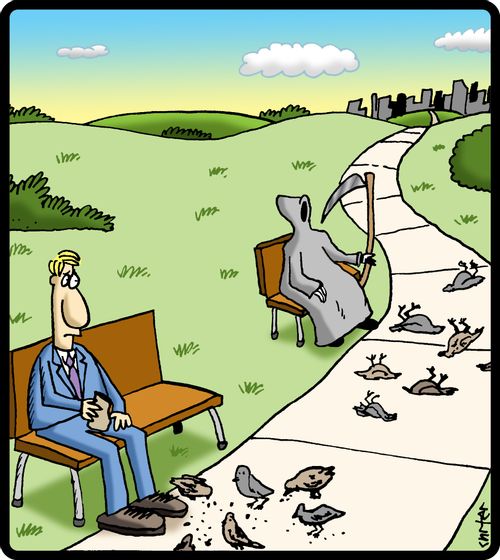 Death feeding the birds.