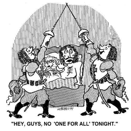 'Hey, guys, no 'one for all' tonight.'