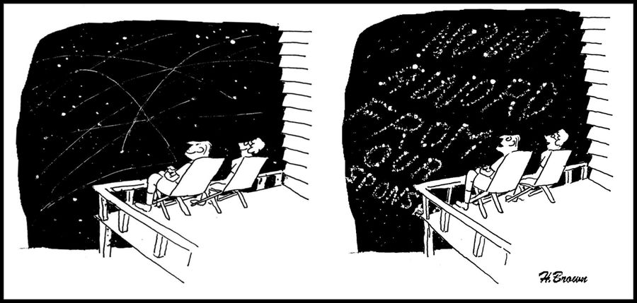 Couple stargazing: 'Now a word from our sponsor...'