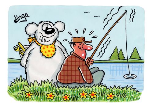 Polar bear looking forward to fish for dinner.