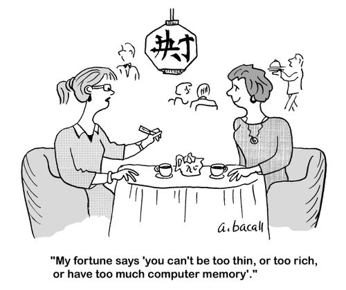 'My fortune says 'you can't be too thin, or too rich, or have too much computer memory'.'