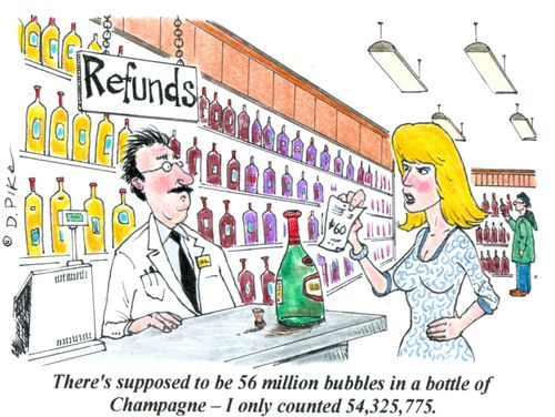 'There's supposed to be 56 million bubbles in a bottle of Champagne -- I only counted 54, 325,775.'