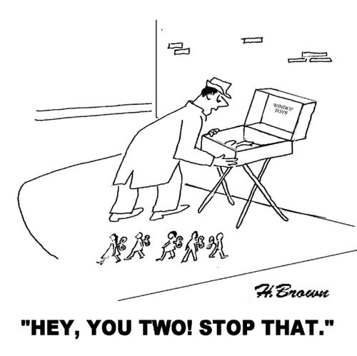 'Hey, you two! Stop that.'