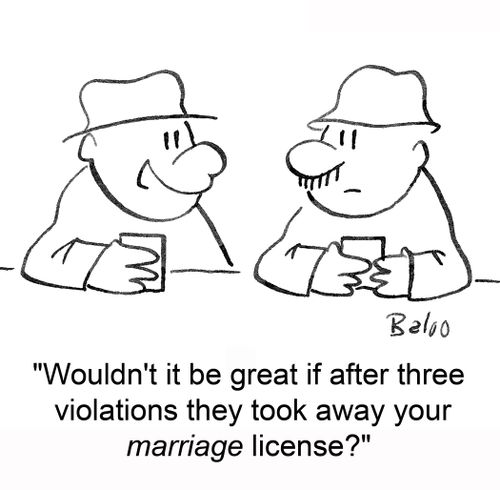 'Wouldn't it be great if after three violations they took away your marriage license?'
