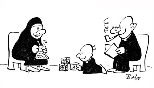 Priest and nun have a priest child.