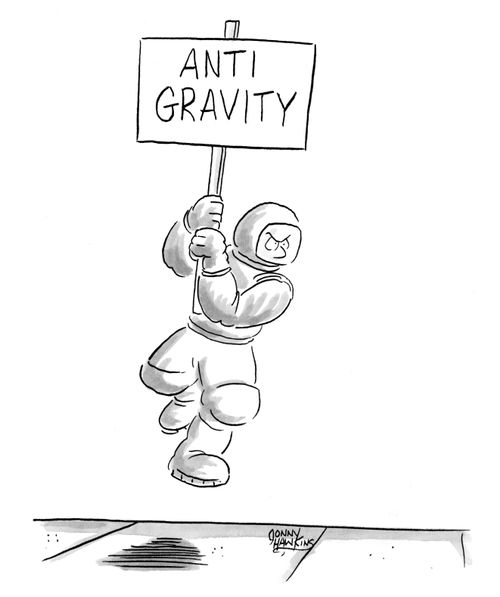 An anti-gravity protesting astronaut