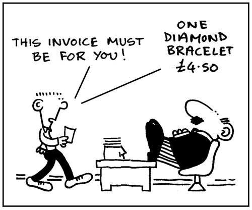 'This invoice must be for you: one diamond bracelet $4.50.'