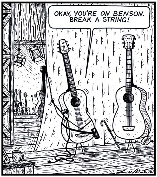Stage-manager: 'Okay, you're on Benson. Break a String!' 