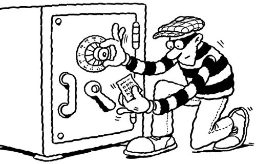 Burglar breaking a safe.