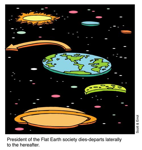 President of Flat Earth departs laterally