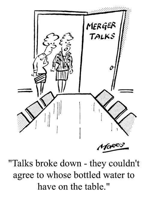 "...they couldn't agree to whose bottled water to have on the table"
