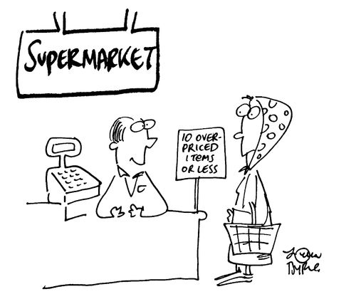 Express till 'Ten over priced items or less'