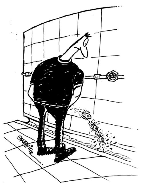 Man urinating fish