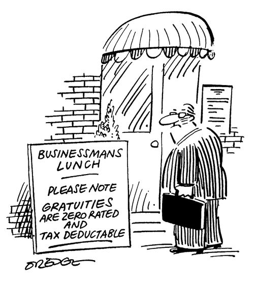 Businessman's Lunch - Gratuities are zero rated and tax deductible