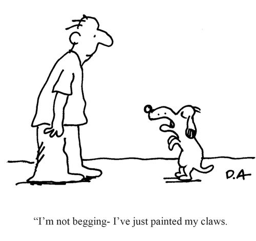 'I'm not begging, I've just painted my claws.'