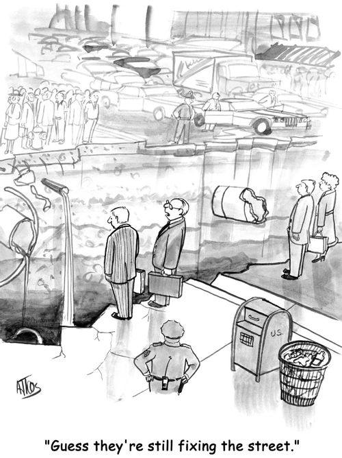 'Guess they're still fixing the street.'