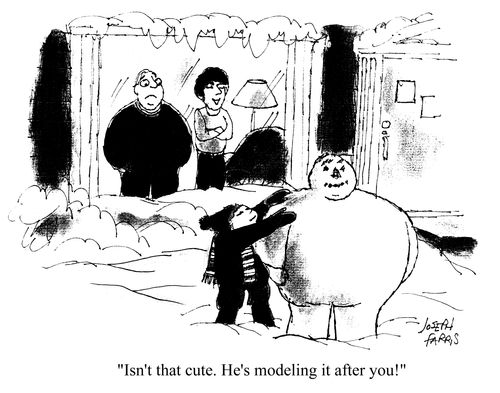 'Isn't that cute. He's modelling it after you!'