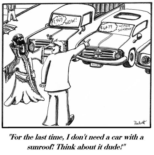 'For the last time, I don't need a sunroof! Think about it dude!'