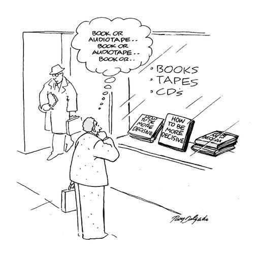 'Book or audiotape... book or audiotape... book or...'