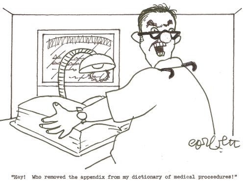 'Hey!  Who removed the appendix from my dictionary medical procedures!'