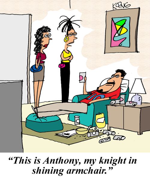 'This is Anthony, my knight in shining armchair.'