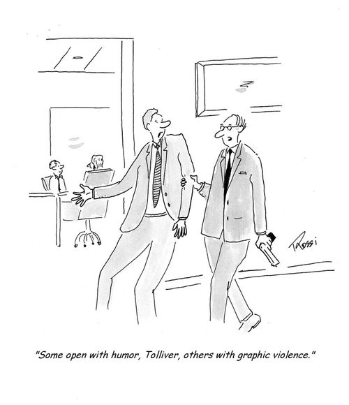 "Some open with humor, Tolliver, others with graphic violence."