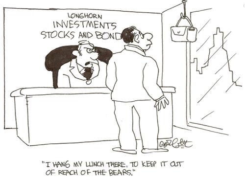 Investments, stocks and bonds:  'I hang my lunch there, to keep it out of reach of the bears.'