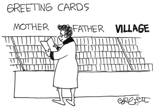 Greeting cards: mother, father, village.