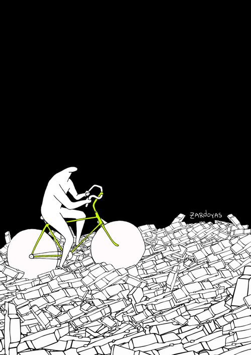 Man riding bike over cars.