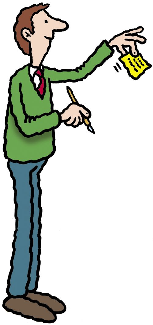 Man with post it note