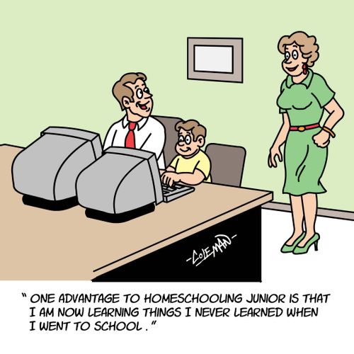 'One advantage to homeschooling junior is that I am now learning things I never learned when I went to school.'