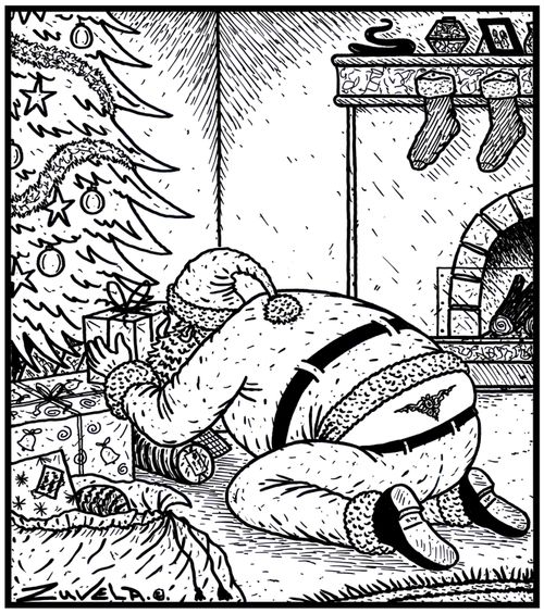 Santa's tramp stamp tattoo.