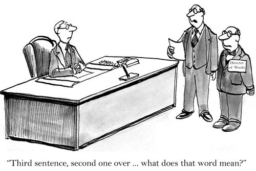 'Third sentence, second one over...what does that word mean?'