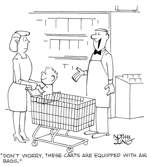 'Don't worry, these carts are equipped with air bags.'