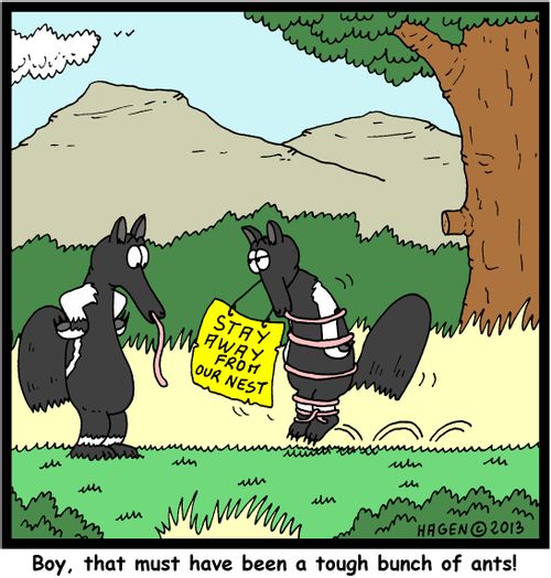 'Boy, that must have been a tough bunch of ants!'