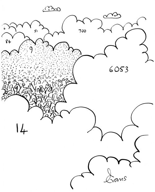 A collection of numbered clouds; everyone is on cloud 9.