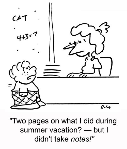 Two pages on what I did during summer vacation? - but I didn't take notes!