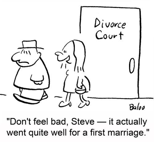 'Don't feel bad, Steve -- it actually went quite well for a first marriage.'