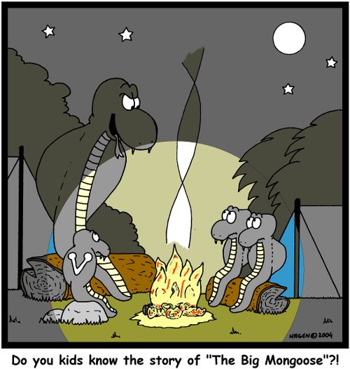 'Do you kids know the story of 'The Big Mongoose'?!'