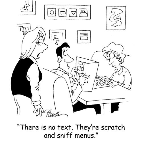 'There is no text. They're scratch and sniff menus.'
