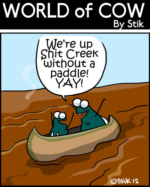 'We're up S**t Creek without a paddle! YAY!'