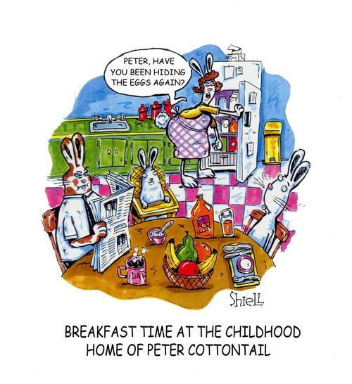Breakfast time at the home of Peter Cottontail.