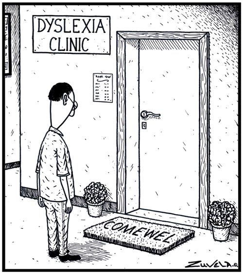  A Welcome mat words mixed up at the Dyslexic Clinic