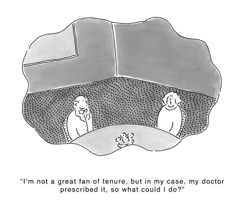 'I'm not a great fan of tenure, but in my case, my doctor prescribed it, so what could I do?'