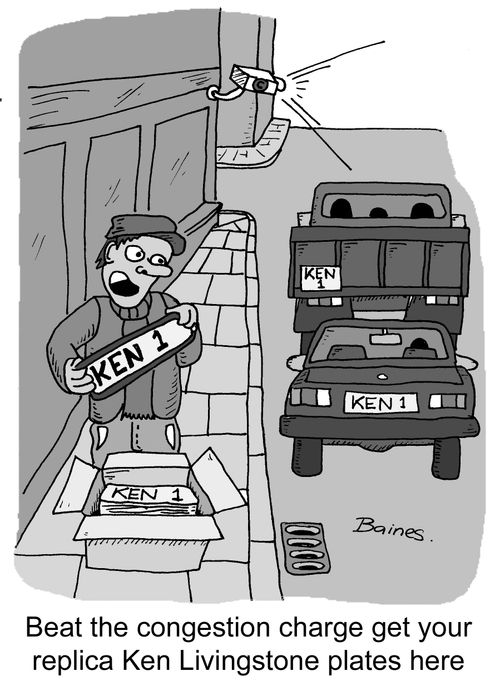 'Beat the congestion charge, get your replica Ken Livingstone plates here'