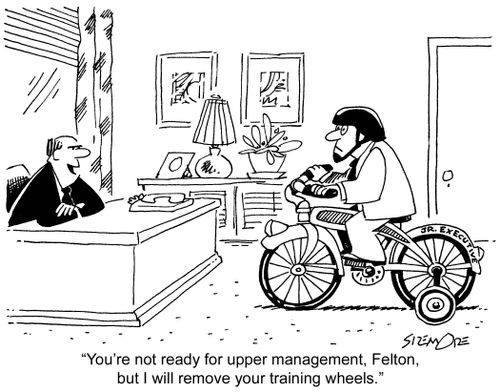 'You're not ready for upper management, Felton, but I will remove your training wheels.'