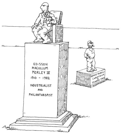 Chauffeurs smaller headstone next to boss's big headstone