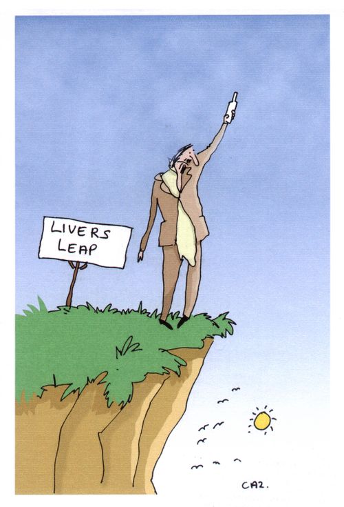 Man standing at 'Livers Leap'.